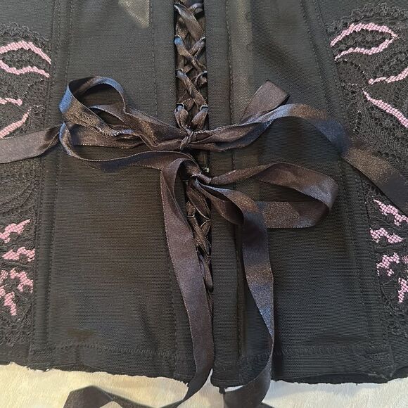 Cacique Corset Bustier Black Pink Size 14/16 Lingerie - Picture 8 of 11